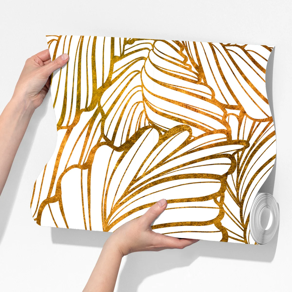 Fototapeta złote liście w stylu line art Fototapeta złote liście w stylu line art