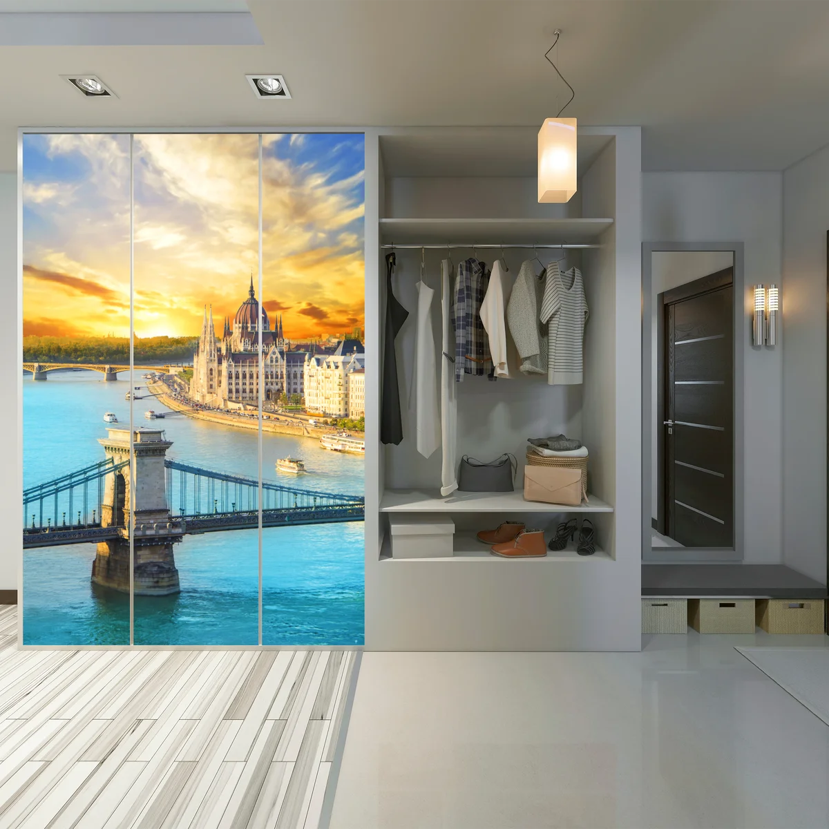 Schrankaufkleber sonnenuntergang über Budapest und der Kettenbrücke Schrankaufkleber sonnenuntergang über Budapest und der Kettenbrücke