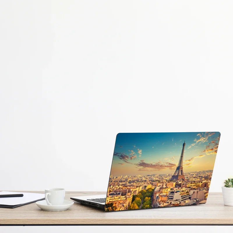 Laptop-Aufkleber sonnenuntergang über Paris skyline mit eiffelturm