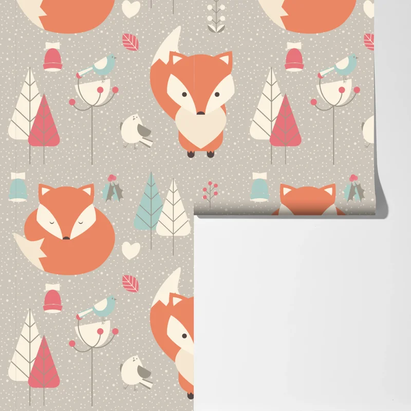 Fototapeta uroczy leśny wzór z lisami Fototapeta uroczy leśny wzór z lisami