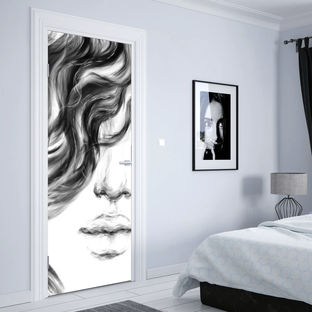 Türaufkleber ätherisches monochromes porträt Türaufkleber ätherisches monochromes porträt