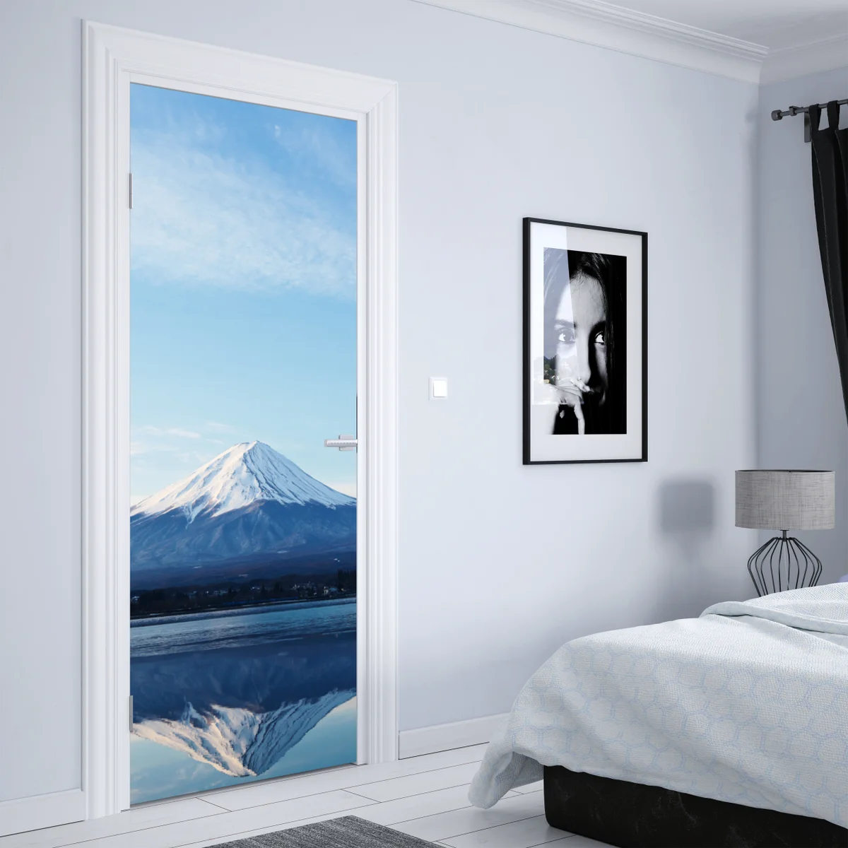 Türaufkleber berg Fuji spiegelung im see Türaufkleber berg Fuji spiegelung im see