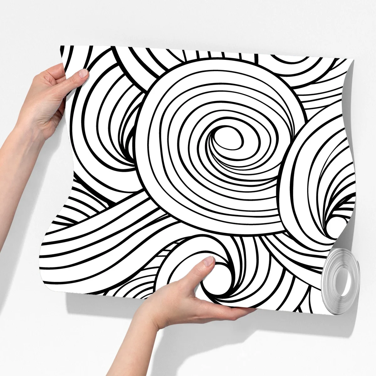 Fototapeta czarno-biały wzór ze spiralami Fototapeta czarno-biały wzór ze spiralami