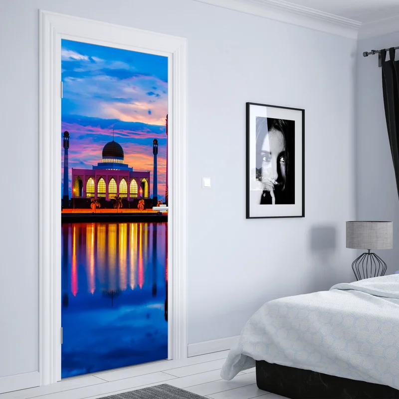 Türaufkleber sonnenuntergang an der moschee in Songkhla