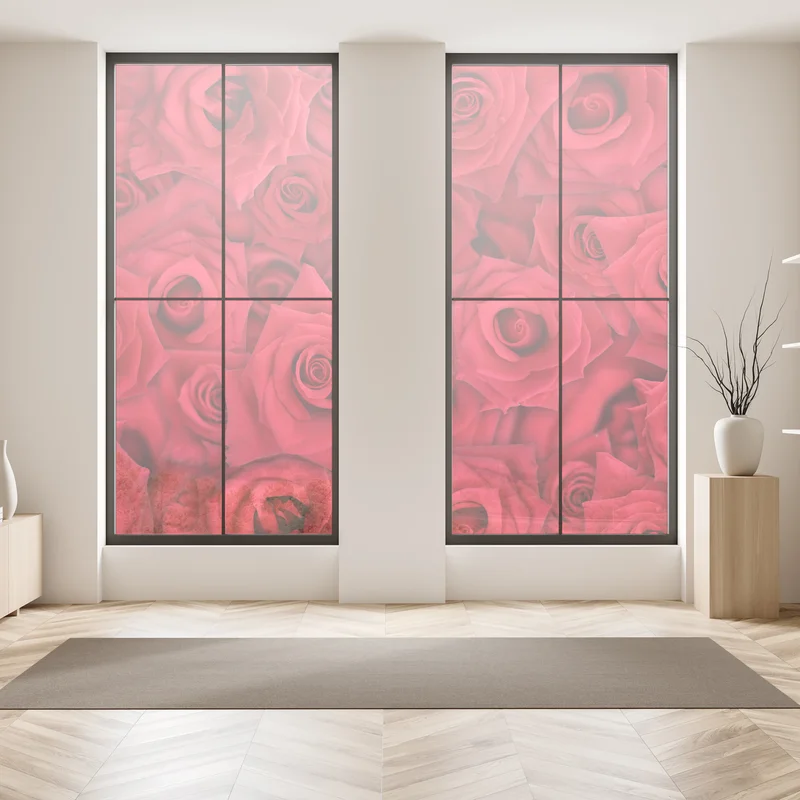 Fensteraufkleber leuchtende rote rosen collage