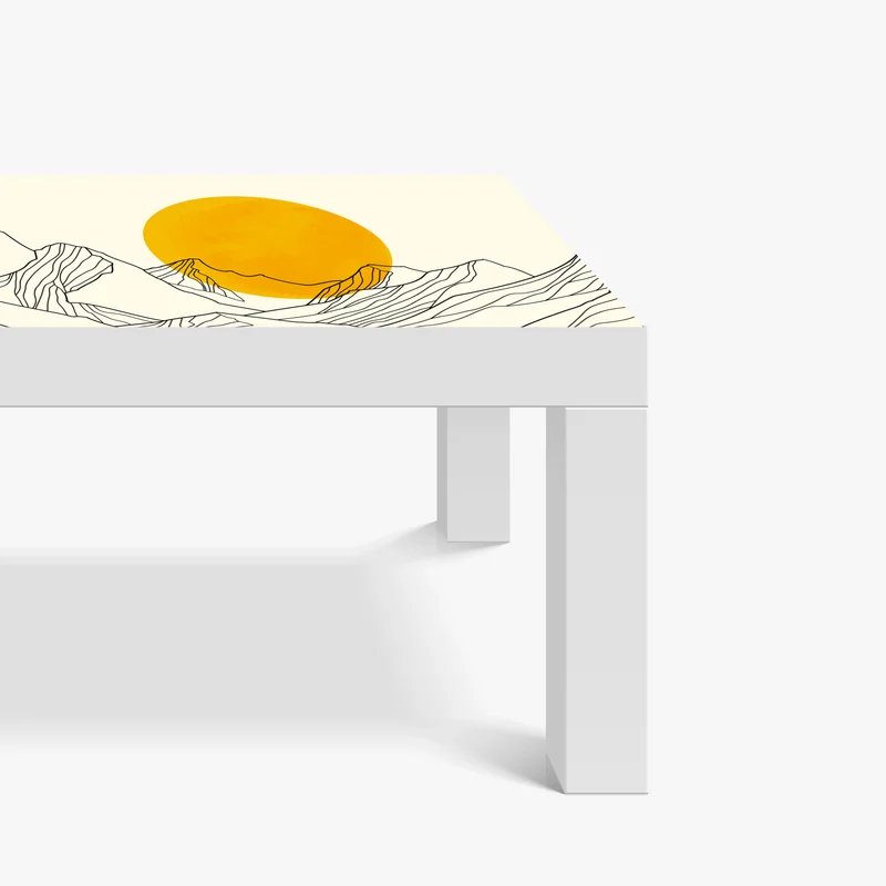 Tischaufkleber und Schreibtischaufkleber goldene sonne über minimalistischen bergen