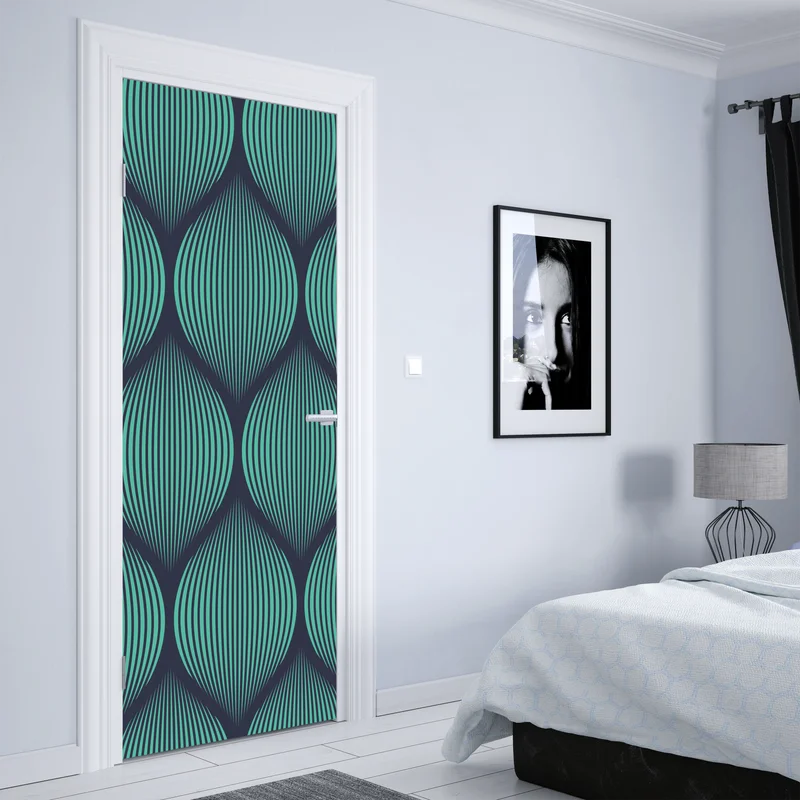 Türaufkleber türkis geometrisches tropfenmuster