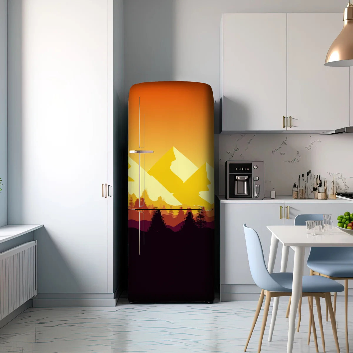 Kühlschrankaufkleber goldener sonnenuntergang über bergen Kühlschrankaufkleber goldener sonnenuntergang über bergen