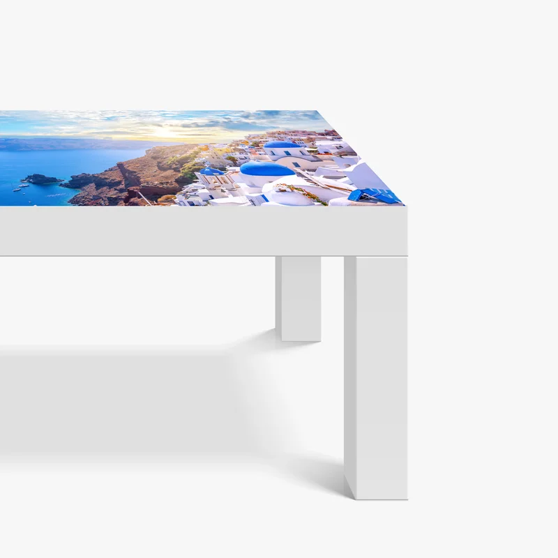 Tischaufkleber und Schreibtischaufkleber sonniges Oia auf der caldera von Santorini