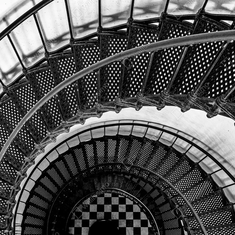 Fototapeta spiralne schody w czerni i bieli Fototapeta spiralne schody w czerni i bieli