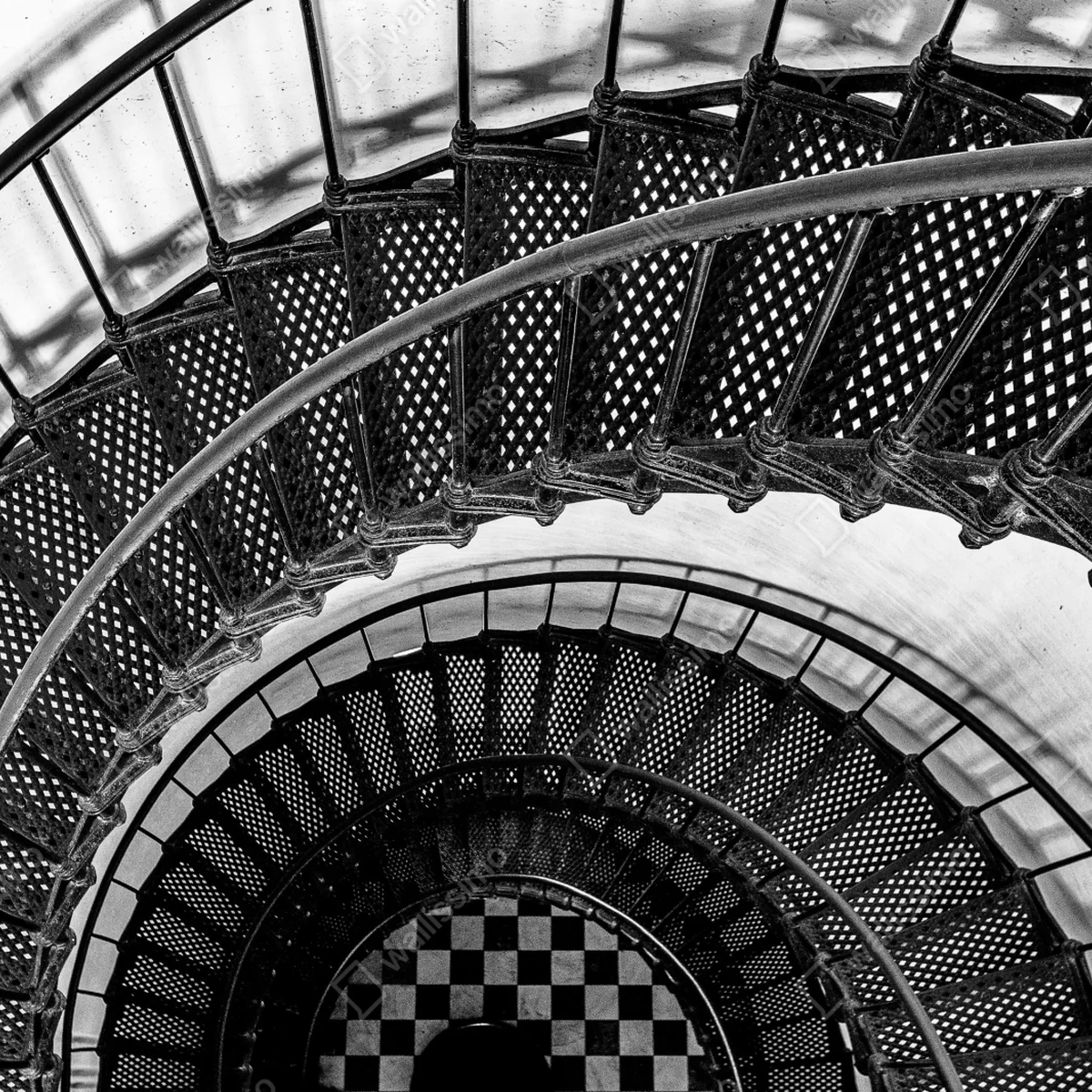 Fototapeta spiralne schody w czerni i bieli Fototapeta spiralne schody w czerni i bieli