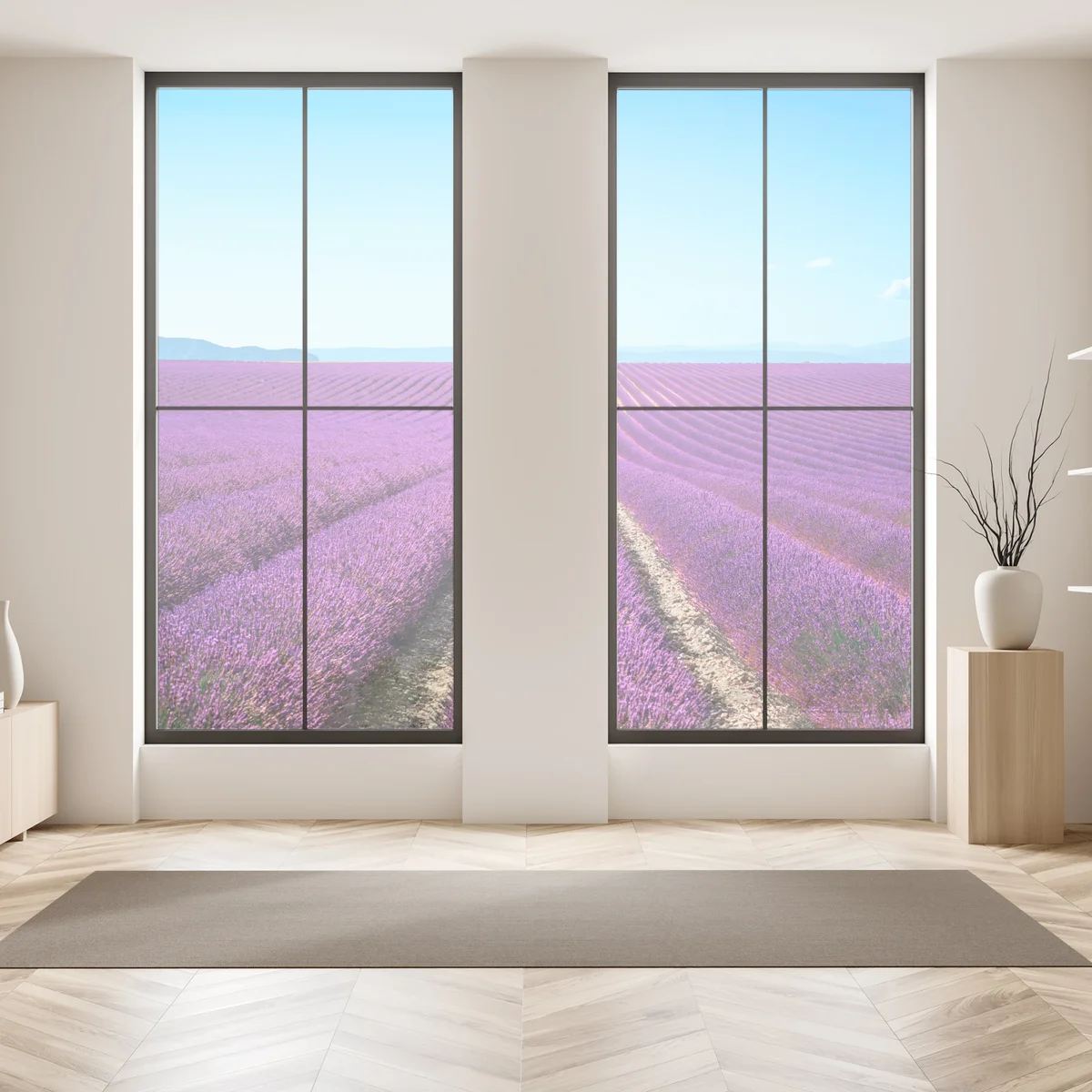 Fensteraufkleber lavendelfelder unter blauem himmel Fensteraufkleber lavendelfelder unter blauem himmel