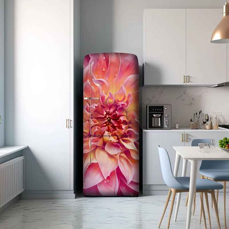Kühlschrankaufkleber rosa dahlie nahaufnahme Kühlschrankaufkleber rosa dahlie nahaufnahme