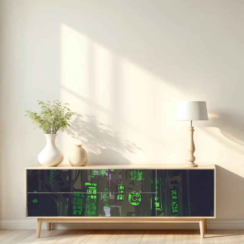 Repositionierbarer Aufkleber roboter in der neon gasse