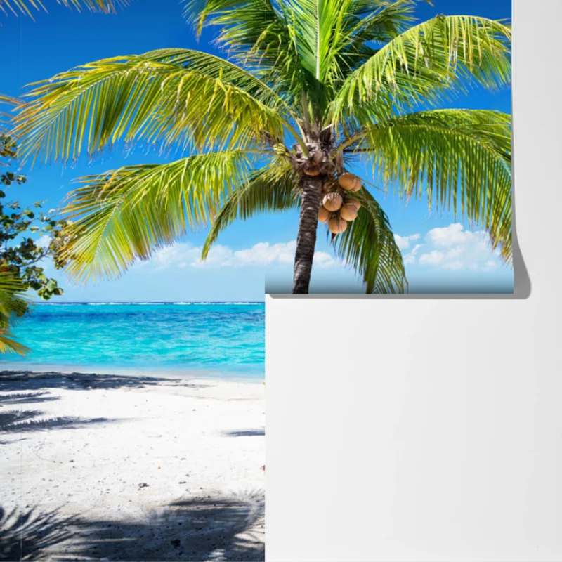 Fototapeta tropikalna palma na turkusowej plaży Fototapeta tropikalna palma na turkusowej plaży