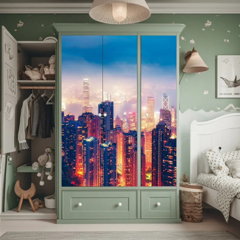 Schrankaufkleber Hongkong nächtliche skyline vom Victoria Peak