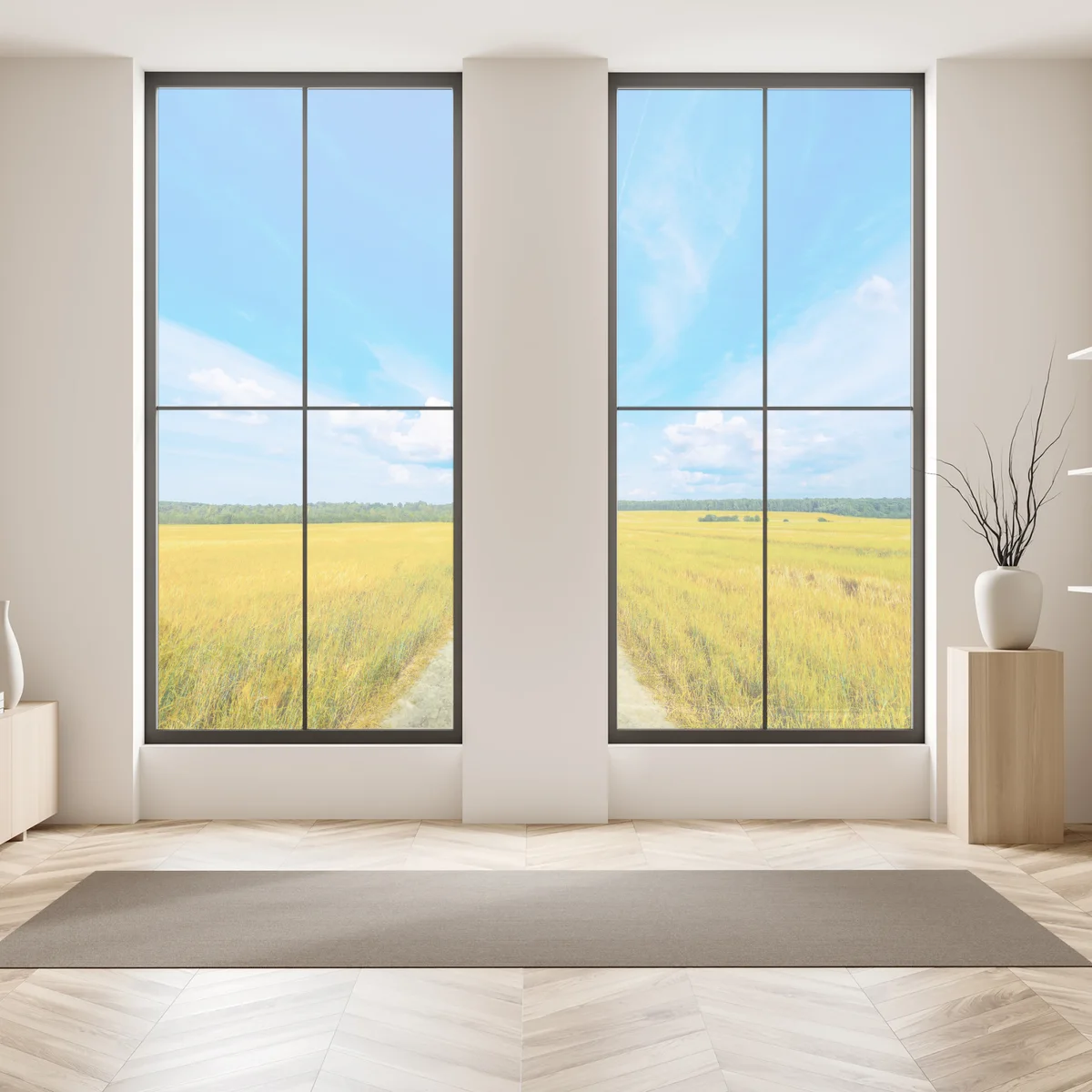 Fensteraufkleber goldene wiese unter weitem blauem himmel Fensteraufkleber goldene wiese unter weitem blauem himmel