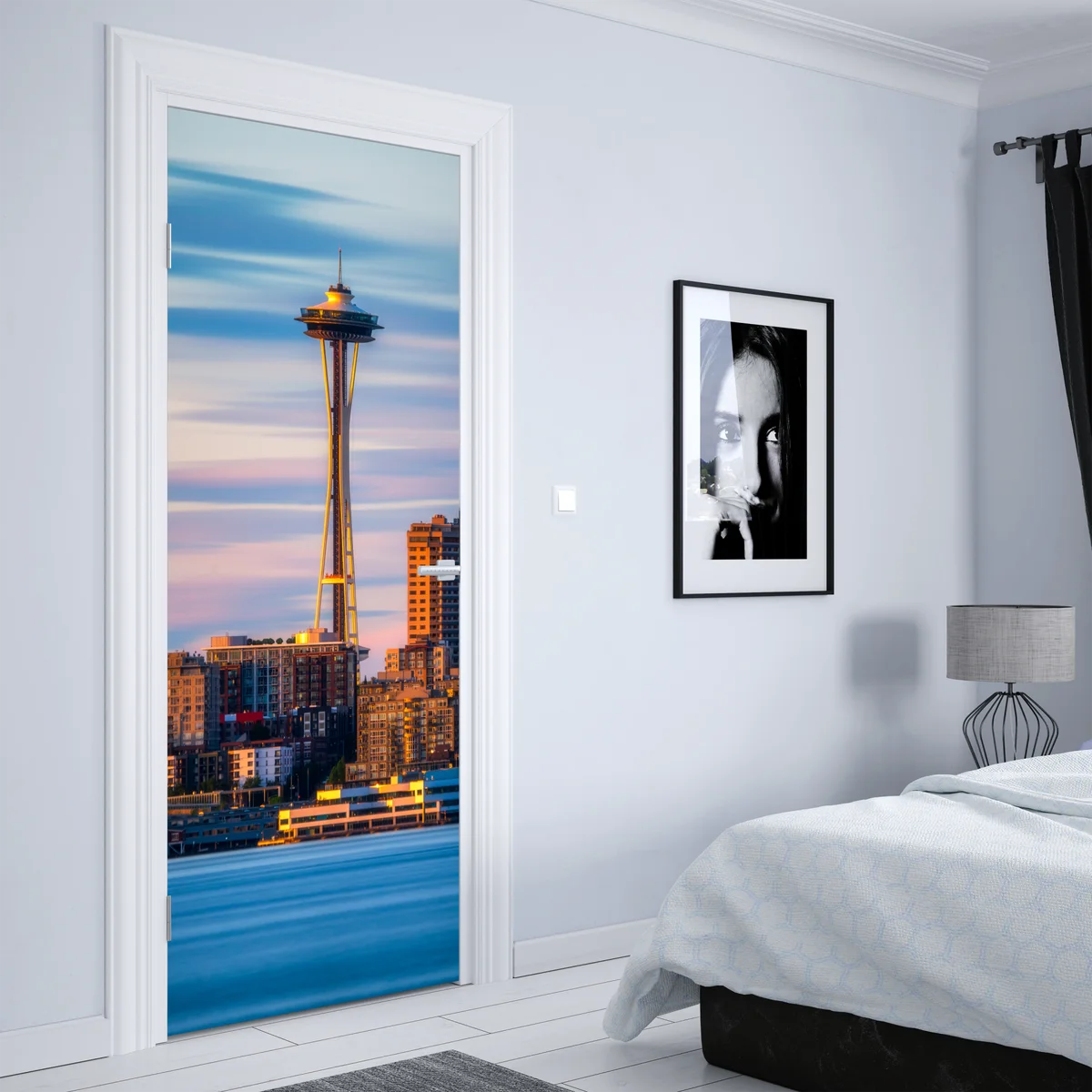 Türaufkleber Seattle skyline mit dem Space Needle bei Sonnenuntergang Türaufkleber Seattle skyline mit dem Space Needle bei Sonnenuntergang