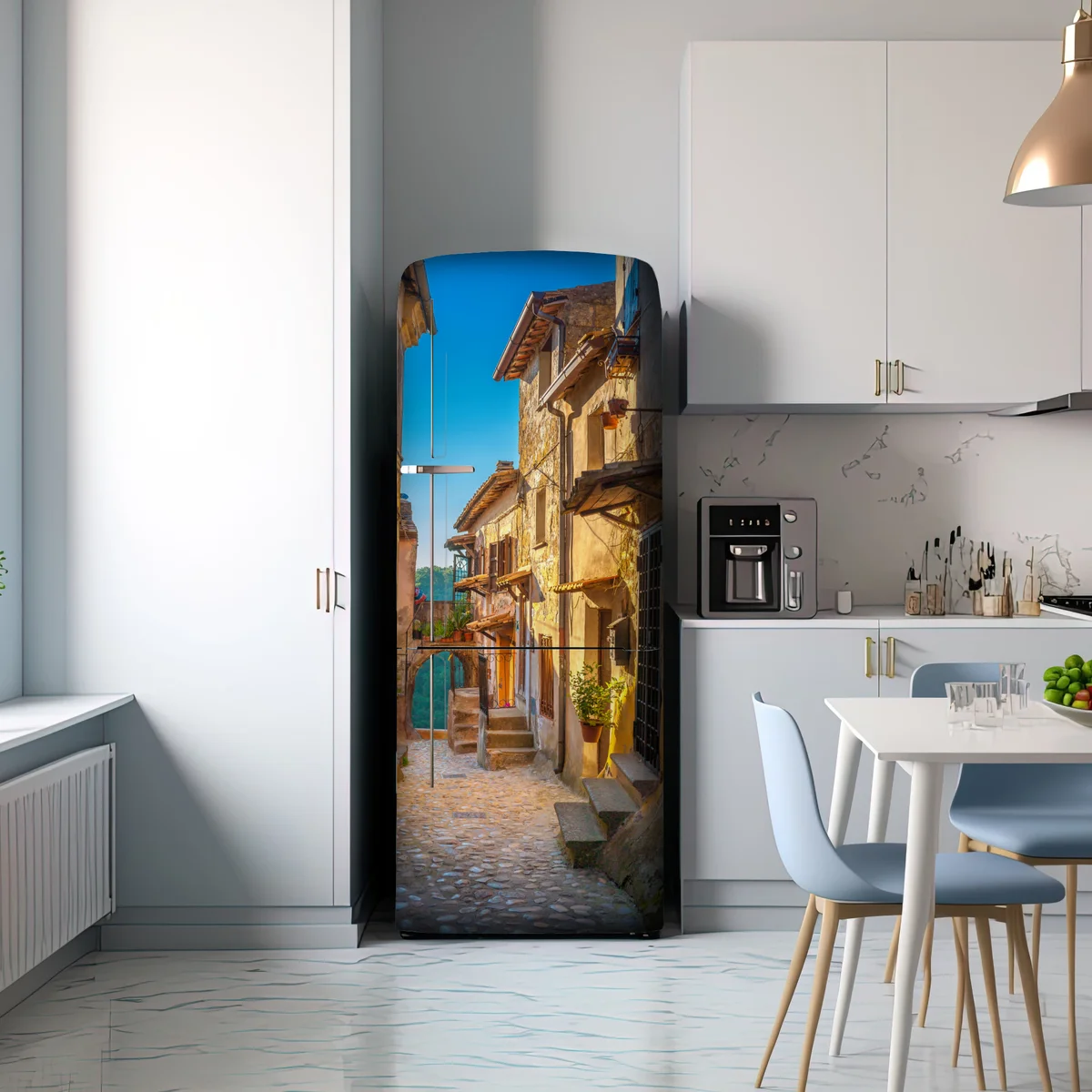 Kühlschrankaufkleber sonnenbeschienene gasse in der Toskana Kühlschrankaufkleber sonnenbeschienene gasse in der Toskana