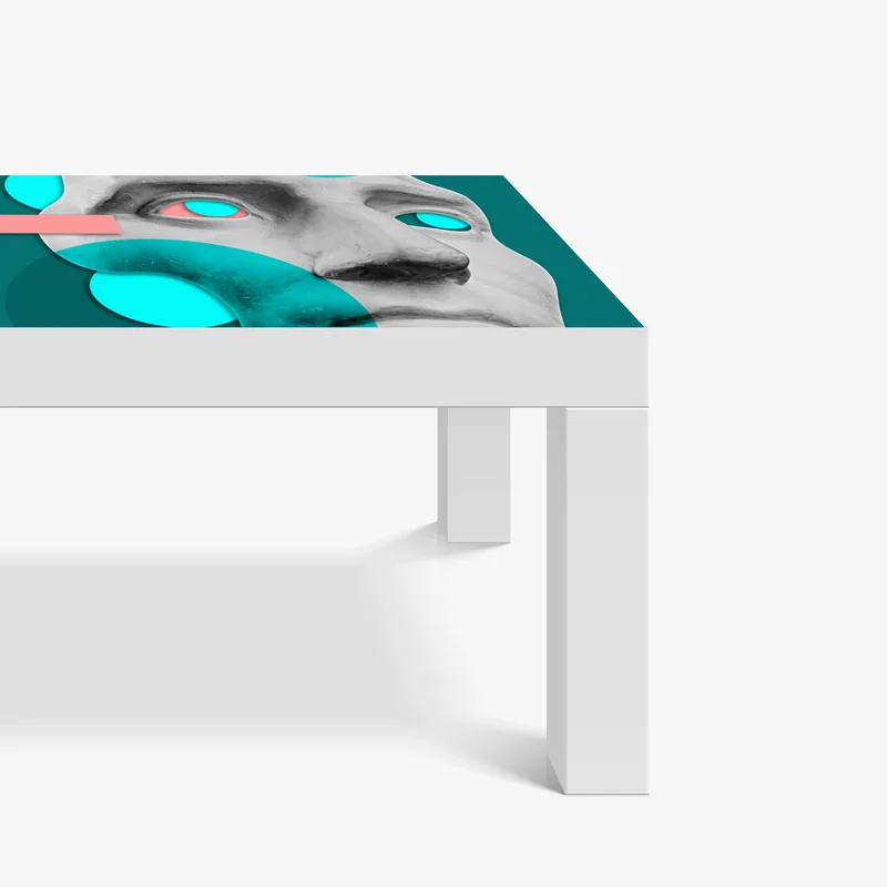 Tischaufkleber und Schreibtischaufkleber abstrakte klassische maske in türkis und rosa