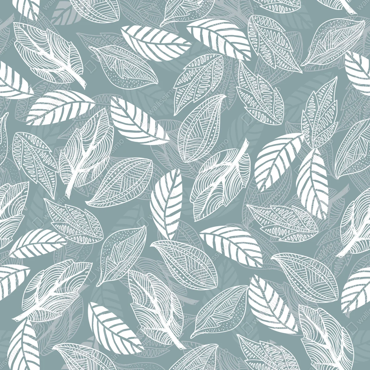 Fensteraufkleber handgezeichnetes blättermuster auf türkisfarbenem hintergrund Fensteraufkleber handgezeichnetes blättermuster auf türkisfarbenem hintergrund