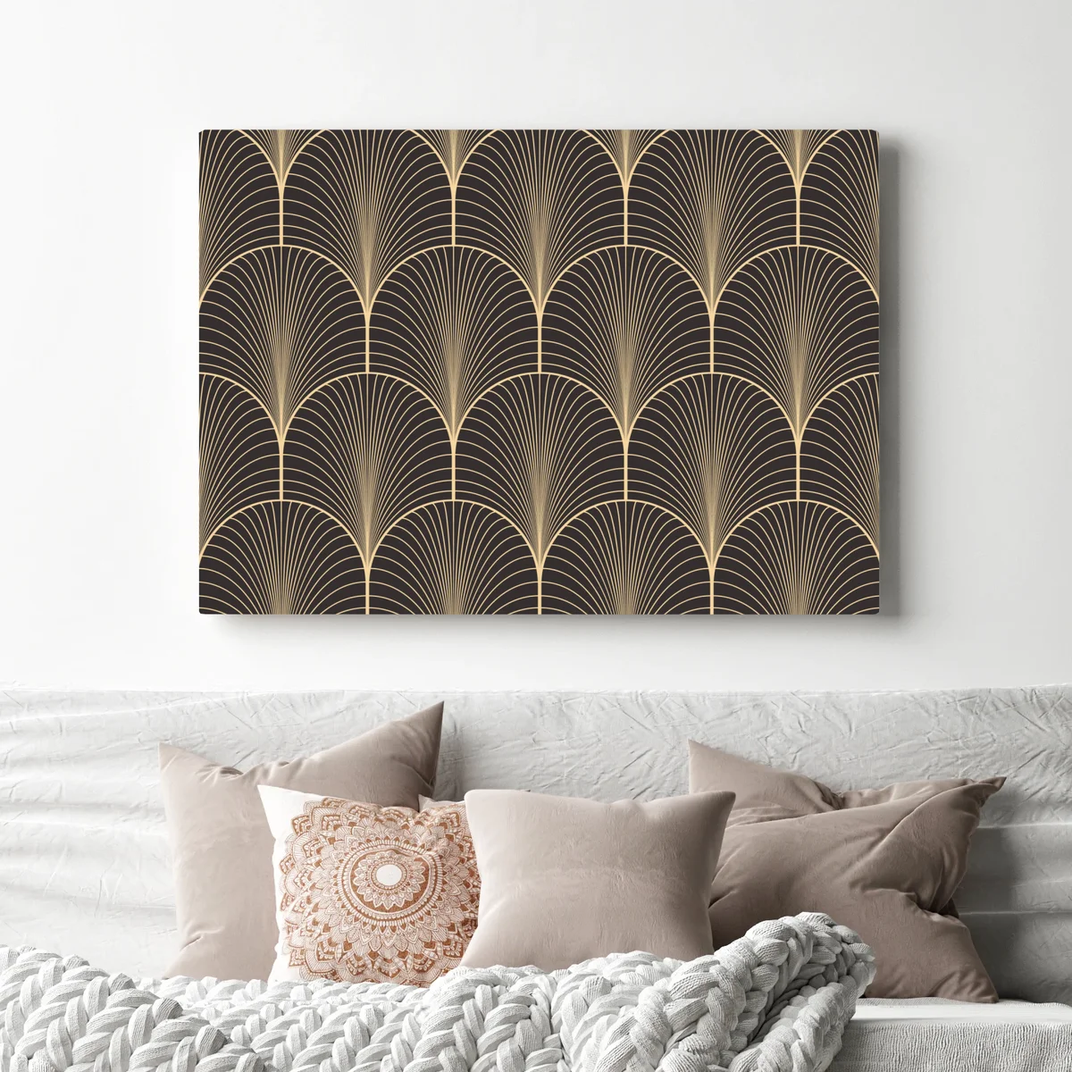 Leinwandbild art deco goldenes fächermuster Leinwandbild art deco goldenes fächermuster