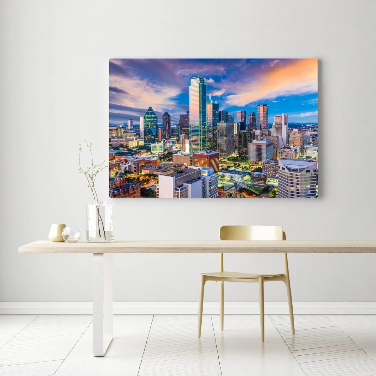 Leinwandbild Dallas skyline bei sonnenuntergang Leinwandbild Dallas skyline bei sonnenuntergang