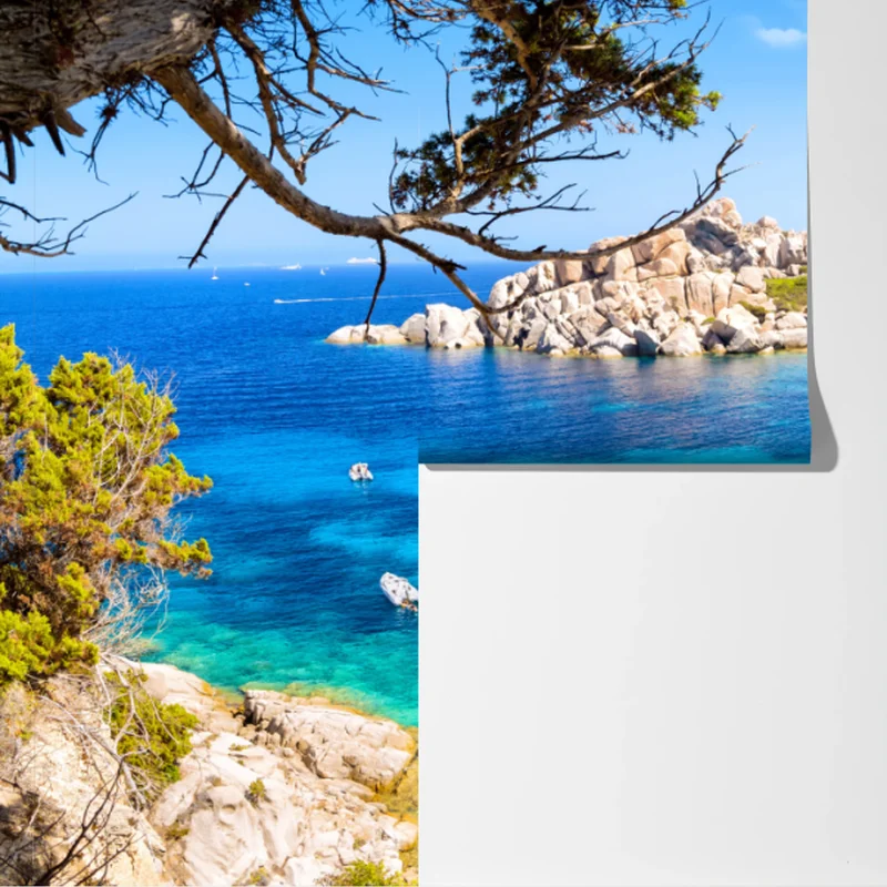 Fototapete türkisfarbene bucht mit felsiger küste Fototapete türkisfarbene bucht mit felsiger küste