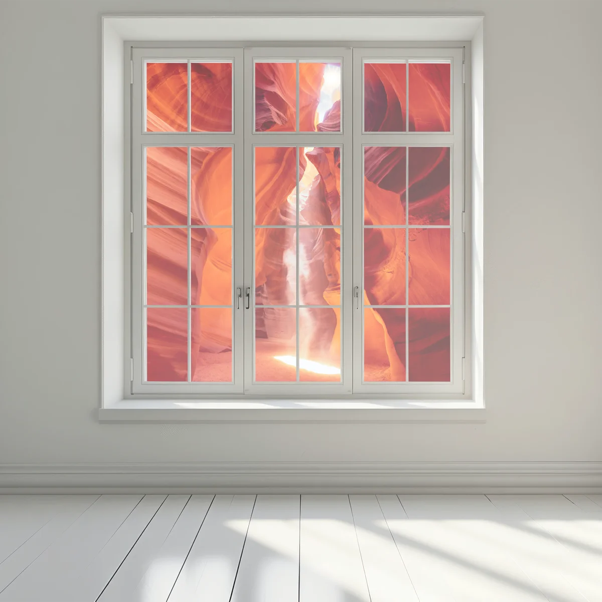 Fensteraufkleber sonnenstrahl in einer sandsteinschlucht Fensteraufkleber sonnenstrahl in einer sandsteinschlucht