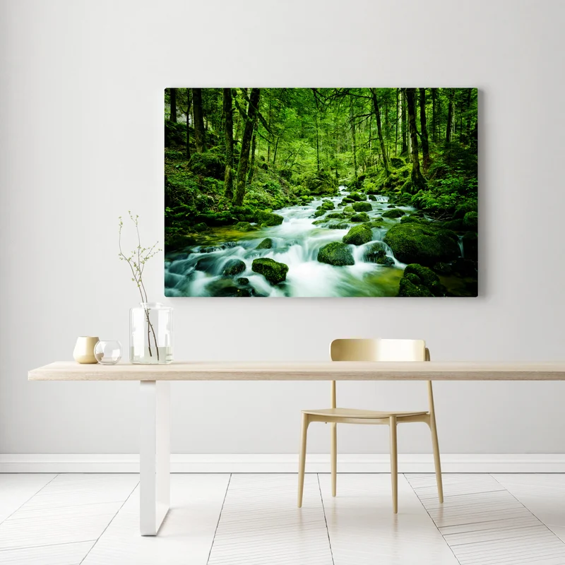 Leinwandbild moosbedeckter waldbach Leinwandbild moosbedeckter waldbach