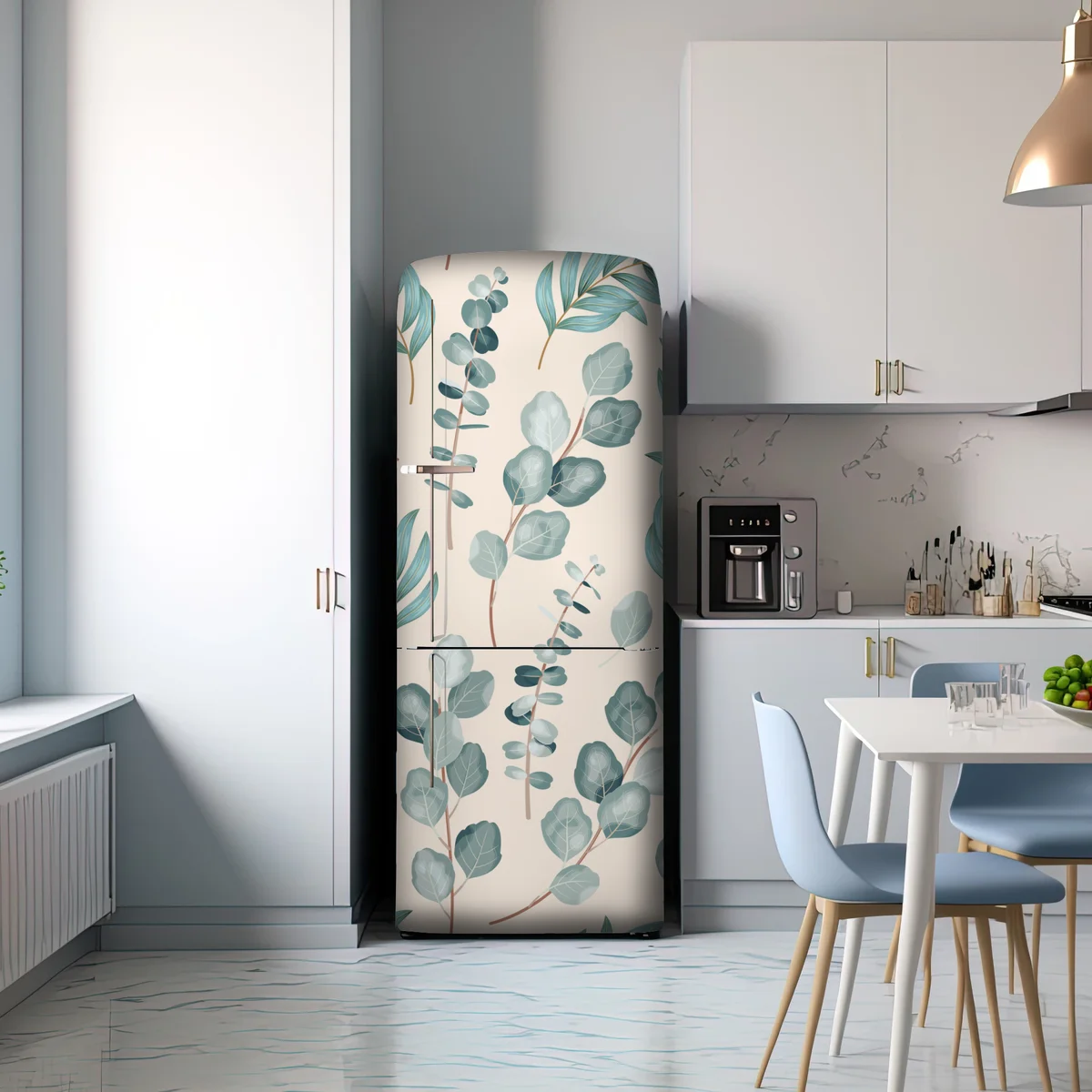 Kühlschrankaufkleber pastell eukalyptus blattmuster Kühlschrankaufkleber pastell eukalyptus blattmuster