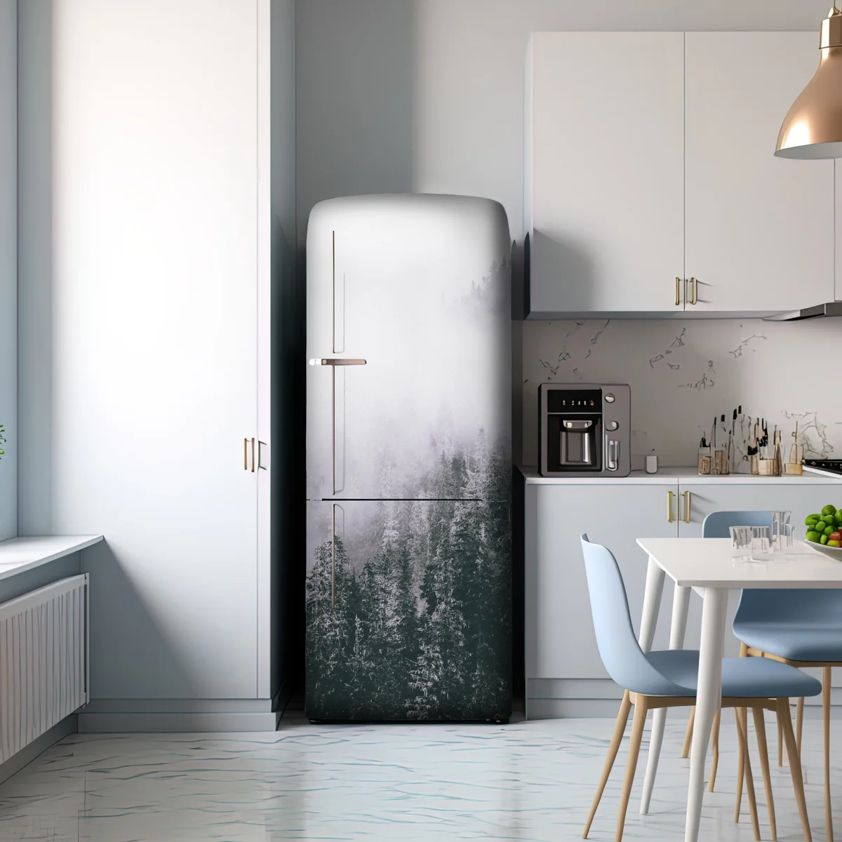 Kühlschrankaufkleber nebliger immergrüner wald Kühlschrankaufkleber nebliger immergrüner wald