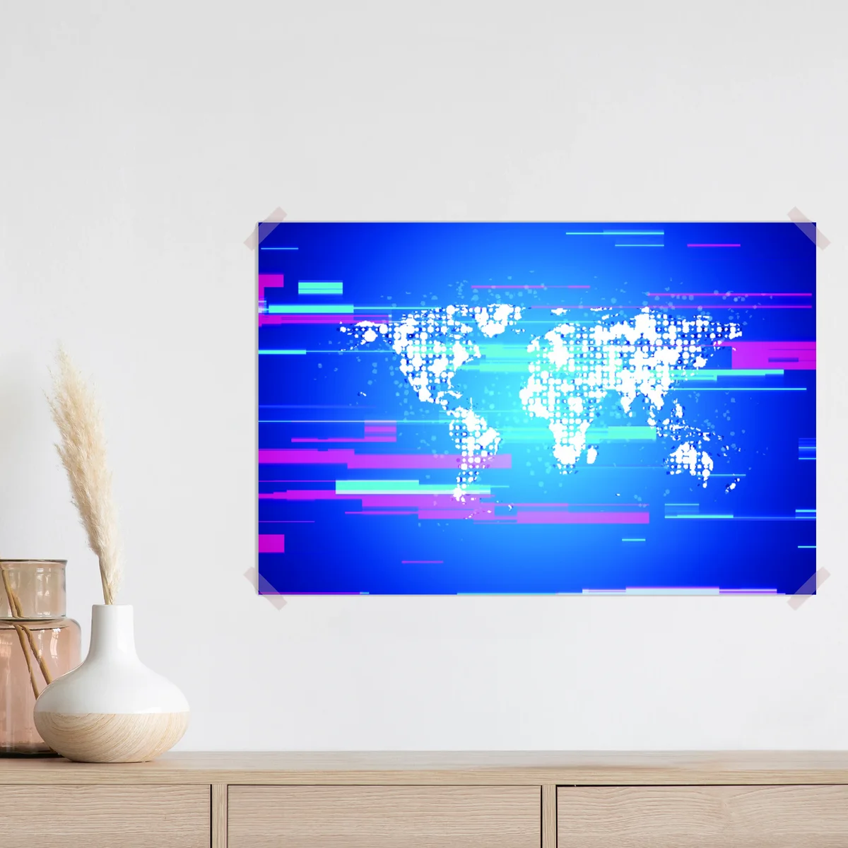 Poster digitale weltkarte in neonblau • Poster bei Wallnifity® Poster digitale weltkarte in neonblau • Poster bei Wallnifity®