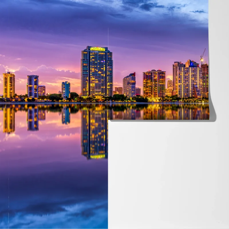 Fototapete Miami skyline gespiegelt in Biscayne Bay Fototapete Miami skyline gespiegelt in Biscayne Bay
