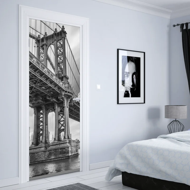 Türaufkleber blick auf die Manhattan Bridge und die skyline von New York