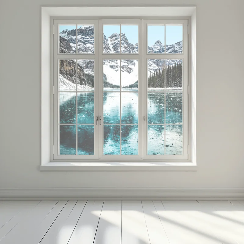 Naklejka na okno lodowe turkusowe odbicie gór Naklejka na okno lodowe turkusowe odbicie gór