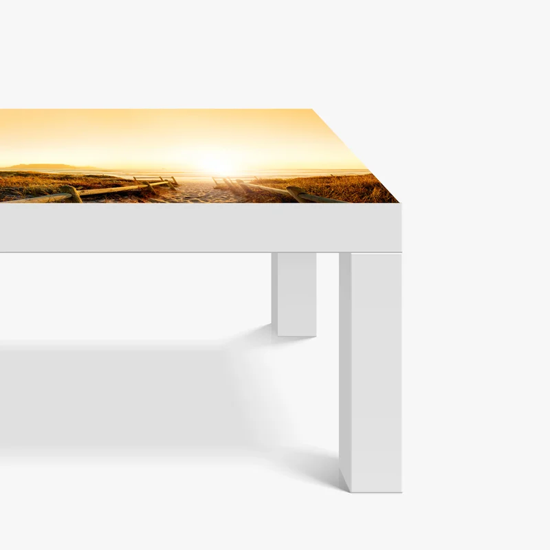 Tischaufkleber und Schreibtischaufkleber goldenes sonnenuntergangspanorama am strand mit Tafelberg