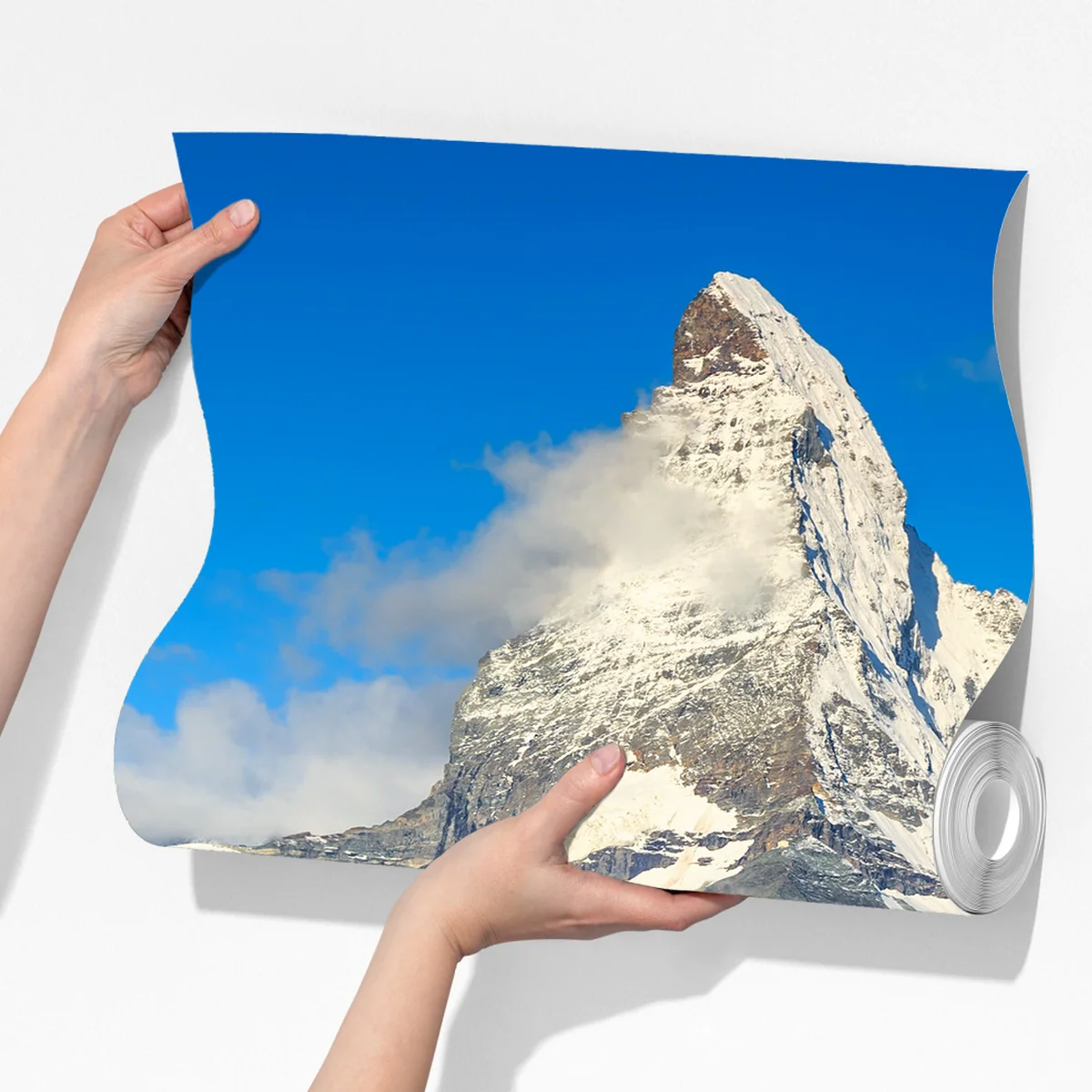 Fototapete majestätischer Matterhorn-spiegel im alpensee Fototapete majestätischer Matterhorn-spiegel im alpensee