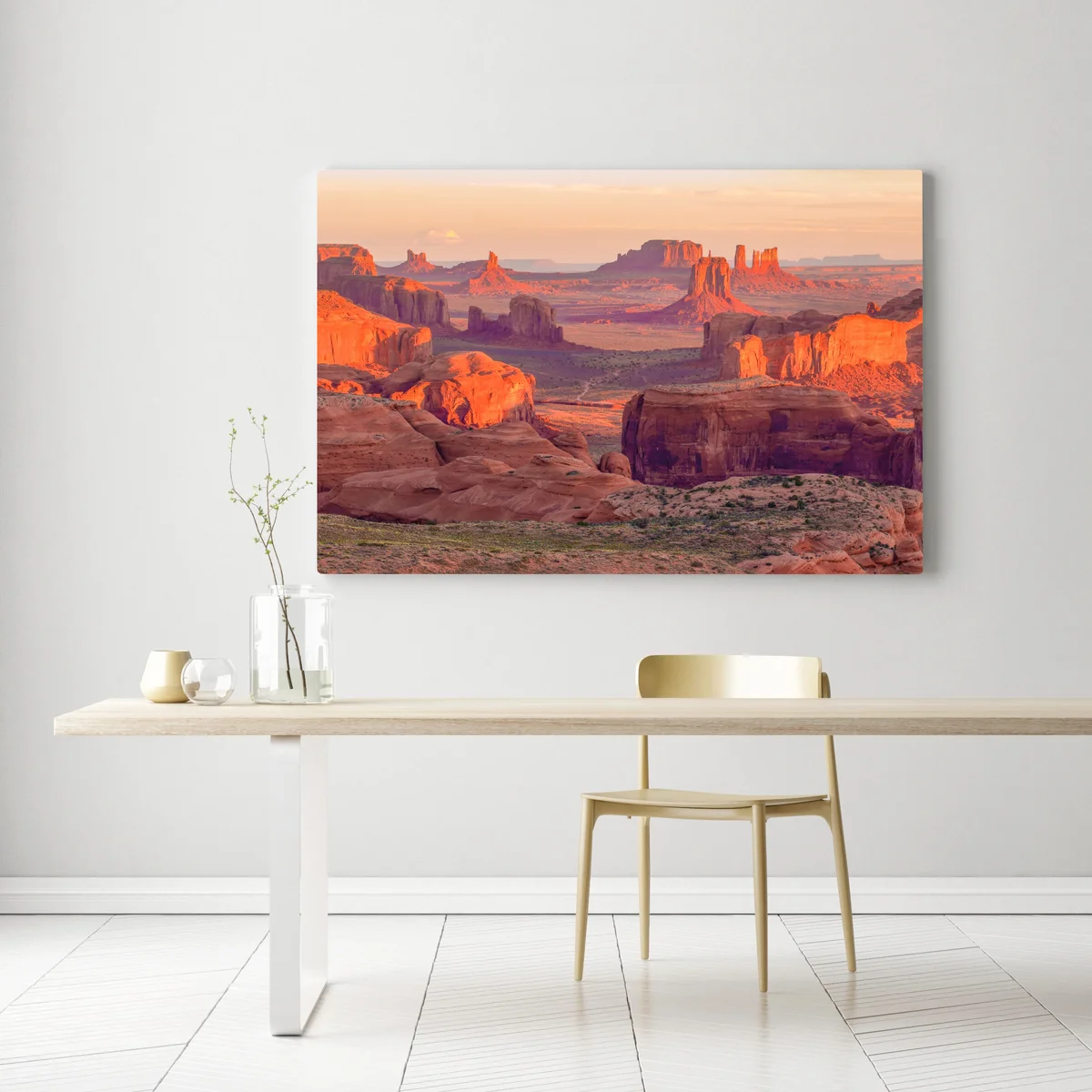 Leinwandbild sonnenuntergang über Monument Valley vom Hunts Mesa Leinwandbild sonnenuntergang über Monument Valley vom Hunts Mesa