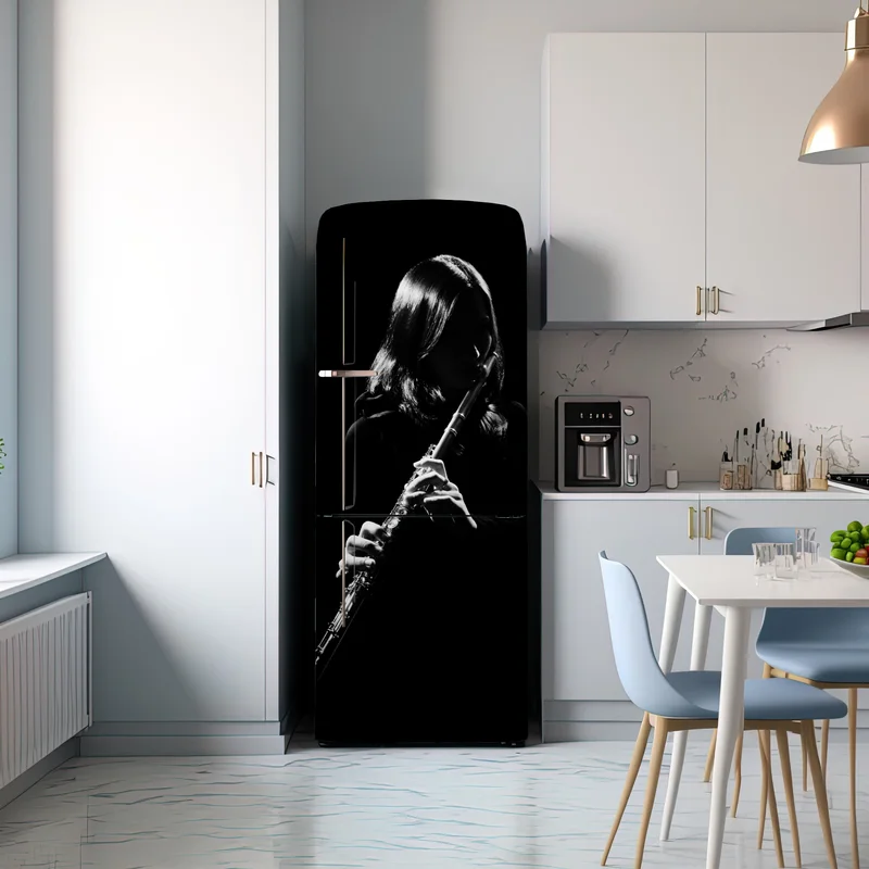 Kühlschrankaufkleber elegante flötensilhouette