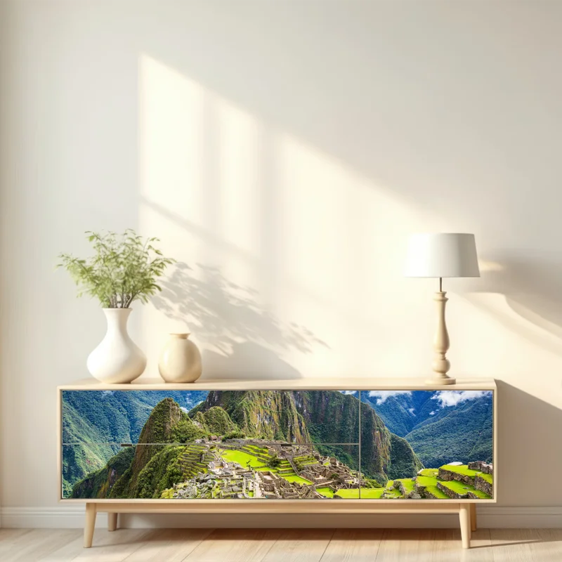 Repositionierbarer Aufkleber Machu Picchu antike bergterrassen