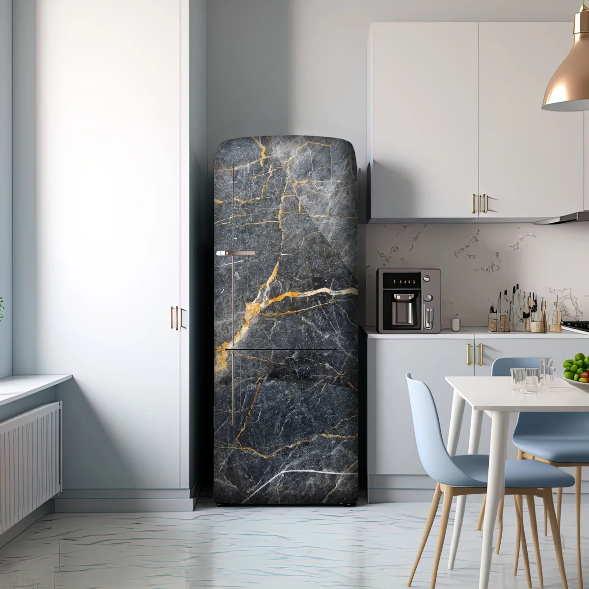Kühlschrankaufkleber dunkelgrauer marmor mit goldenen adern Kühlschrankaufkleber dunkelgrauer marmor mit goldenen adern