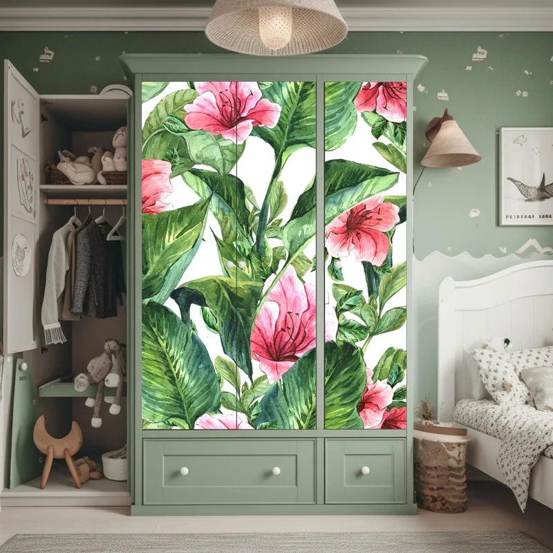 Schrankaufkleber rosa aquarell blumen botanikmotiv Schrankaufkleber rosa aquarell blumen botanikmotiv