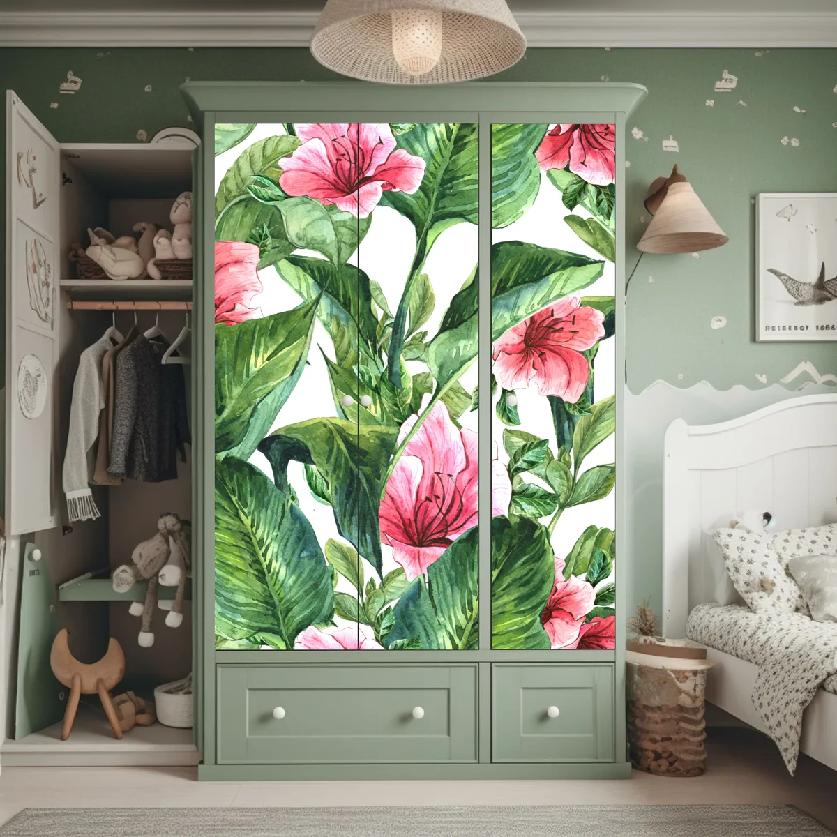 Schrankaufkleber rosa aquarell blumen botanikmotiv Schrankaufkleber rosa aquarell blumen botanikmotiv