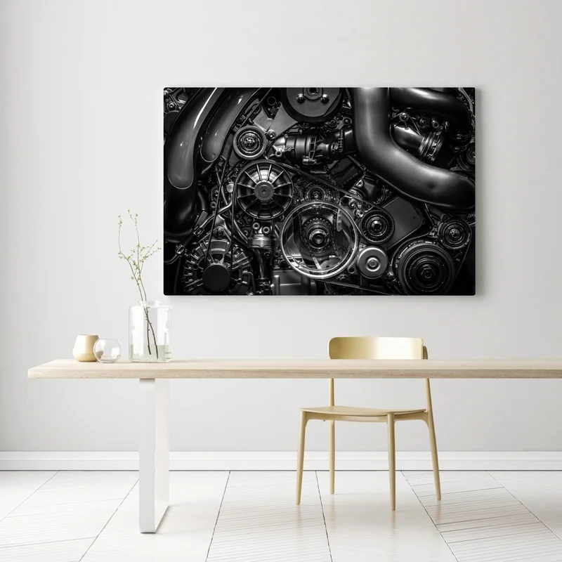 Leinwandbild präzise motor-nahaufnahme im industrial-stil Leinwandbild präzise motor-nahaufnahme im industrial-stil