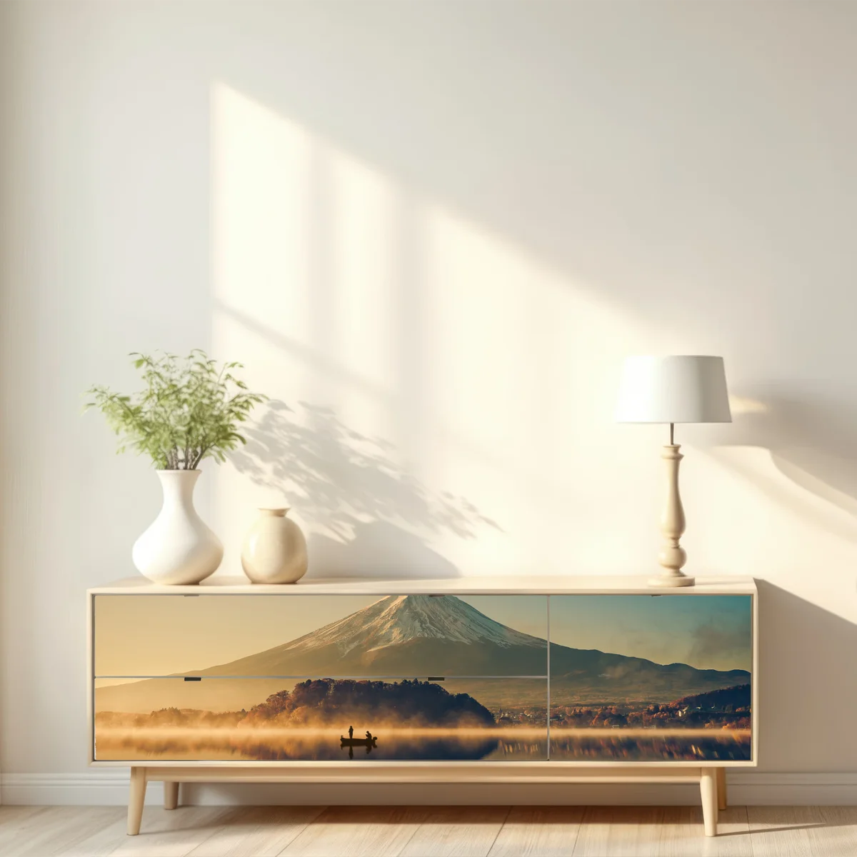 Repositionierbarer Aufkleber sonnenaufgang über Mount Fuji am Kawaguchiko-See Repositionierbarer Aufkleber sonnenaufgang über Mount Fuji am Kawaguchiko-See