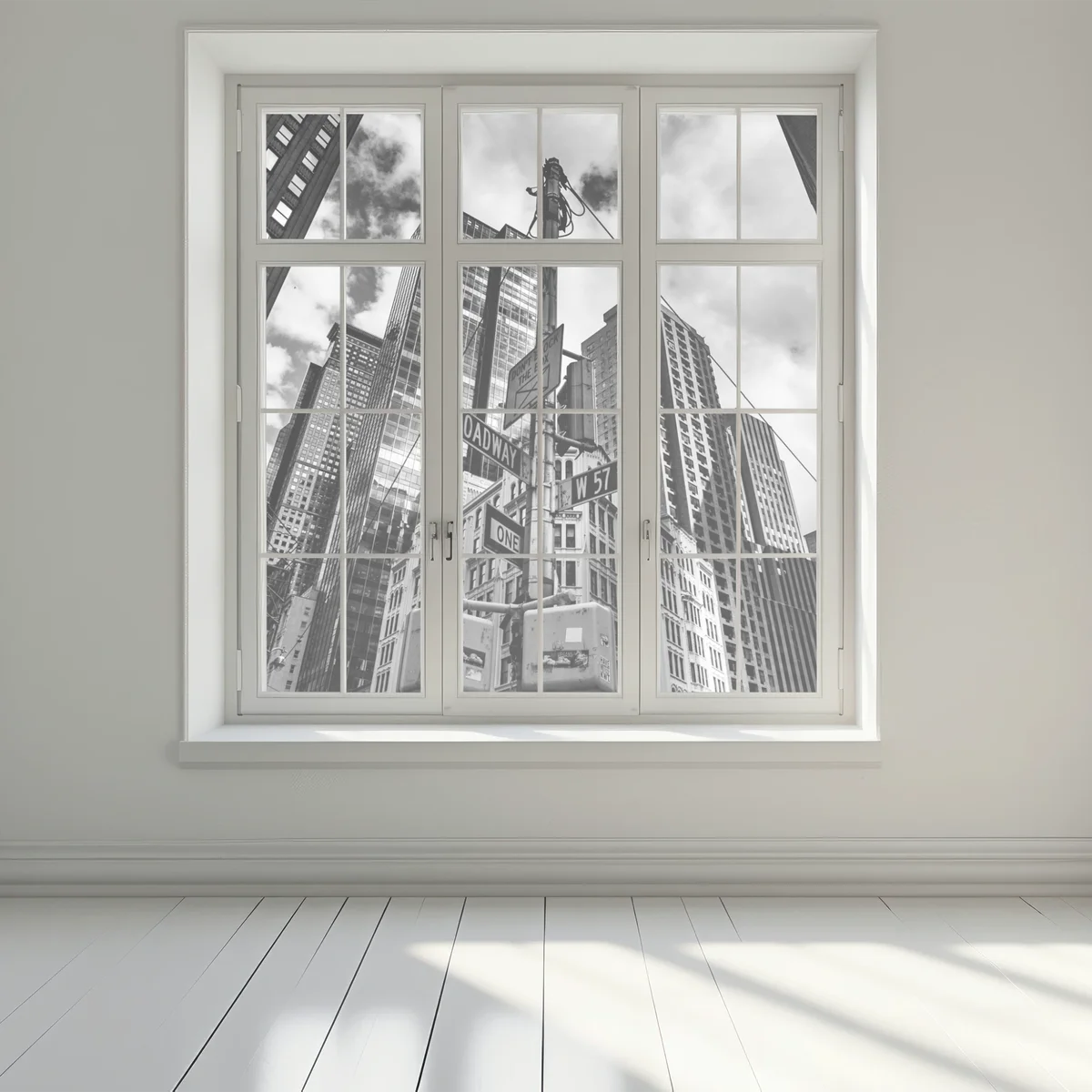 Fensteraufkleber Broadway und W 57 St – städtische szene in schwarzweiß Fensteraufkleber Broadway und W 57 St – städtische szene in schwarzweiß