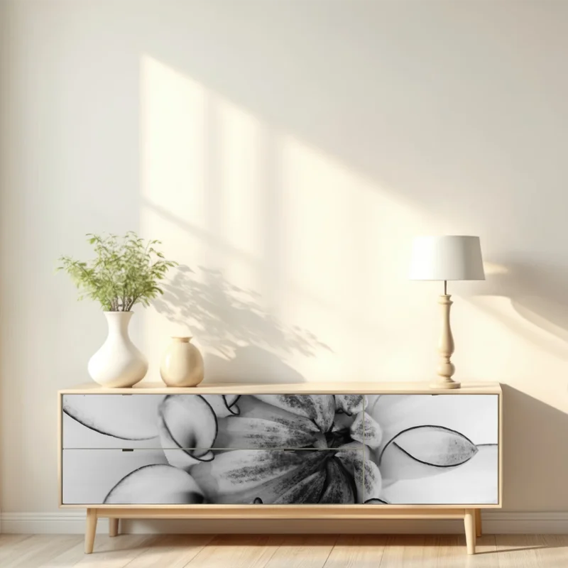 Repositionierbarer Aufkleber monochrome nahaufnahme einer dahlie