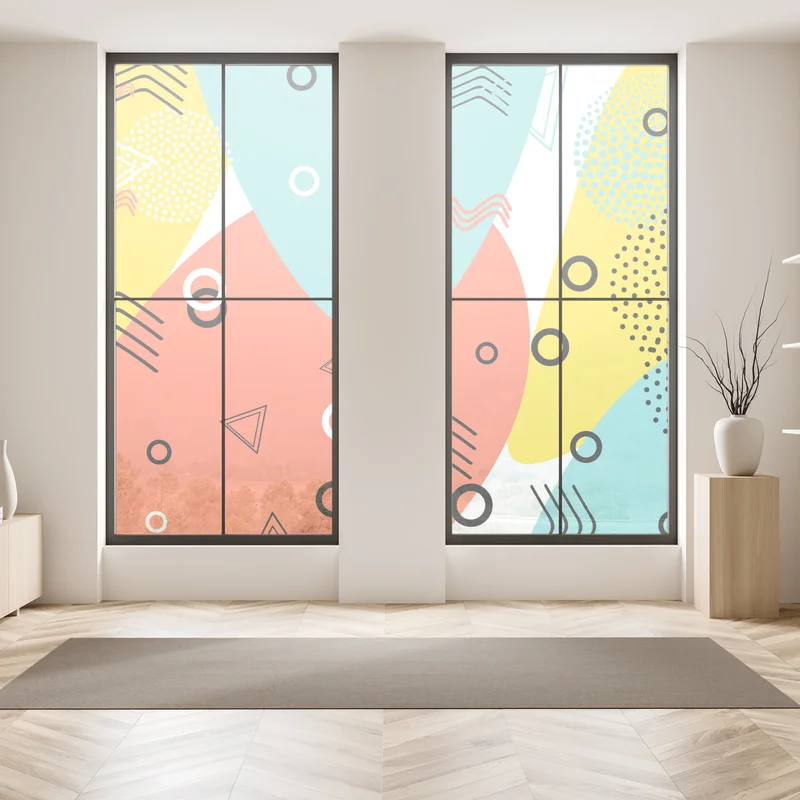 Fensteraufkleber farbenfrohes geometrisches muster