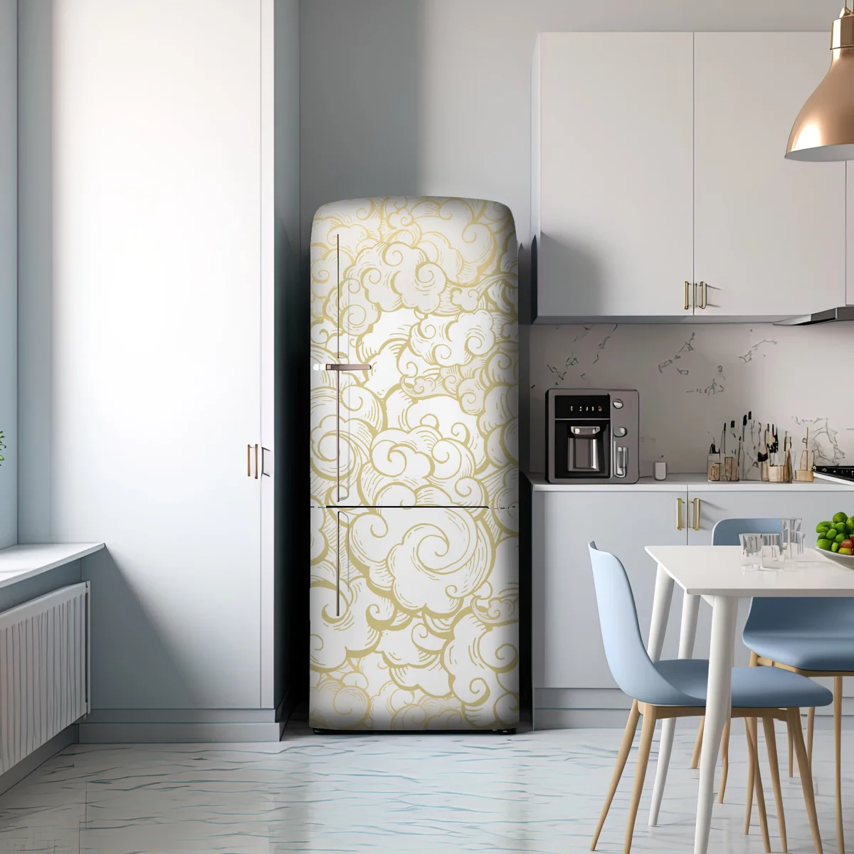 Kühlschrankaufkleber goldenes ornamentales wolkenmuster Kühlschrankaufkleber goldenes ornamentales wolkenmuster